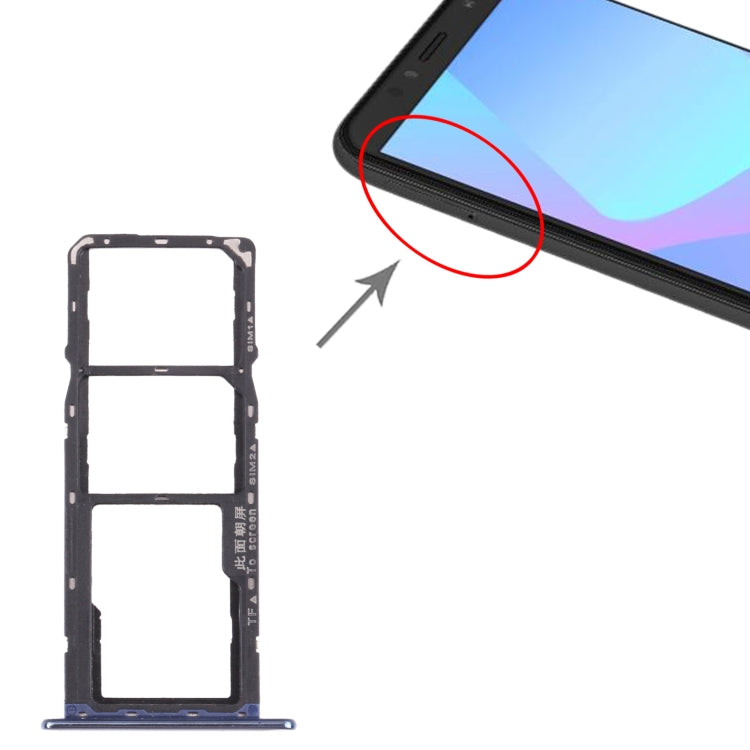 SIM Card Tray + SIM Card Tray + Micro SD Card Tray for Huawei Y6 (2018) (Blue) by buy2fix