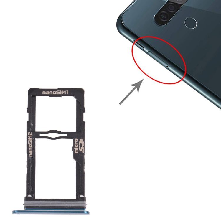 Nano SIM Card Tray + Nano SIM Card Tray / Micro SD Card Tray for LG G8S ThinQ LMG810, LM-G810, LMG810EAW (Blue) by buy2fix