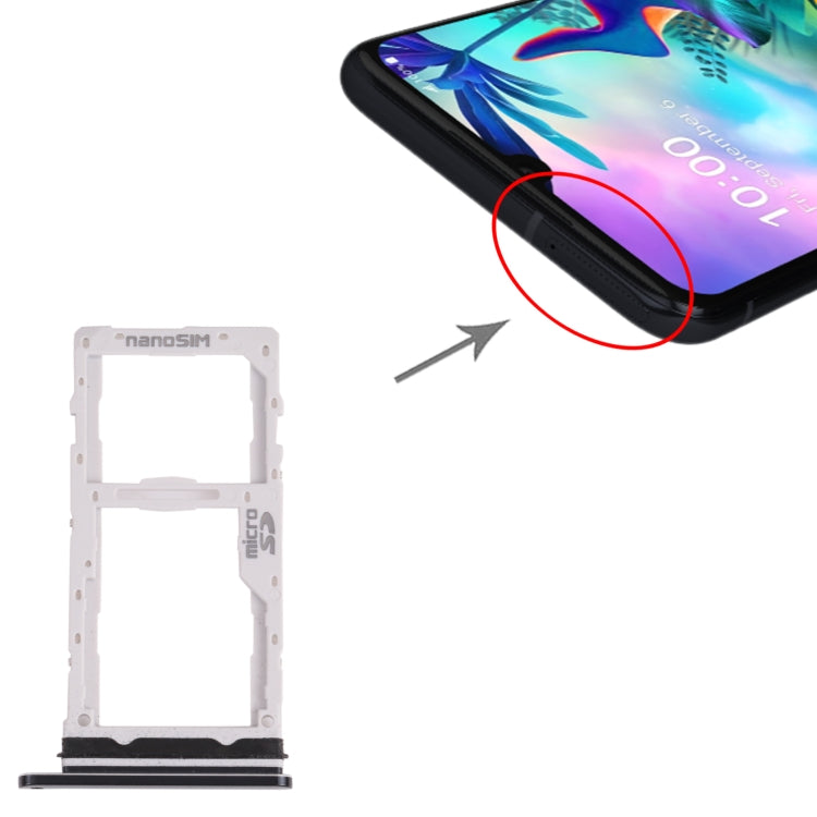 Nano SIM Card Tray + Micro SD Card Tray for LG G8X ThinQ / V50S ThinQ 5G LM-V510N, LMG850EMW, LM-G850 (Black) by buy2fix