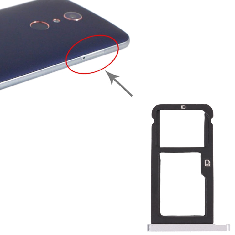 SIM Card Tray + Micro SD Card Tray for ZTE Blade Zmax Pro / Z981 (Silver) by buy2fix