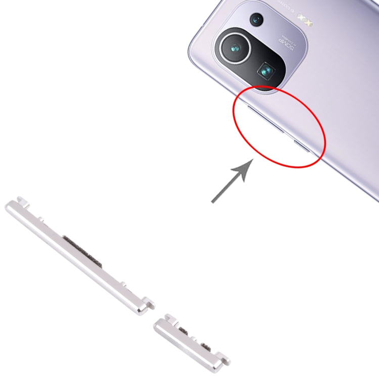 Power Button and Volume Control Button for Xiaomi Mi 11 Pro M2102k1AC (Silver) - Home key & Side Key by buy2fix | Online Shopping UK | buy2fix