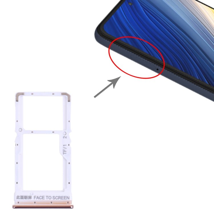 SIM Card Tray + Micro SD Card Tray for Xiaomi Poco X3 Pro M2102J20SG M2102J20SI (Gold) by buy2fix