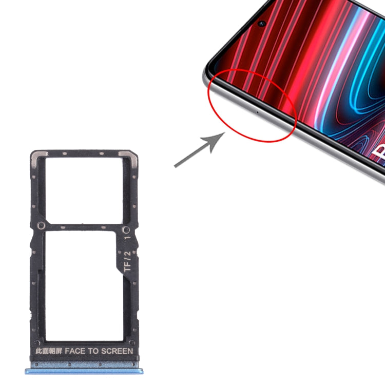 SIM Card Tray + SIM Card Tray / Micro SD Card Tray for Xiaomi Redmi Note 11 (China) 21091116AC / Redmi Note 11T 5G / Poco M4 Pro 5G 21091116AG, MZB0BGVIN(Blue) by buy2fix