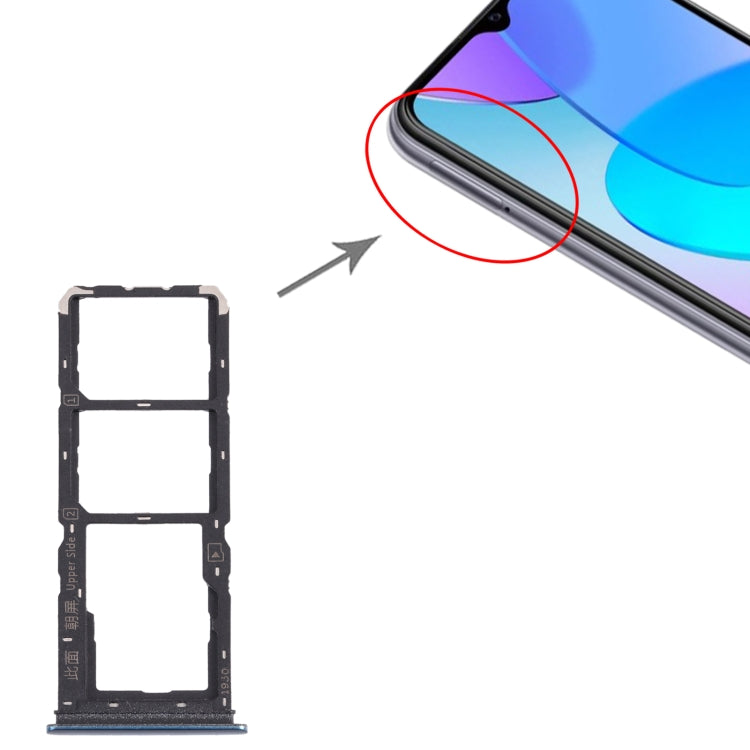 For vivo Y11s V2028 SIM Card Tray + SIM Card Tray + Micro SD Card Tray (Blue) by buy2fix