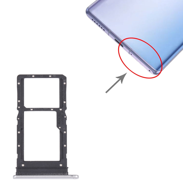 SIM Card Tray + SIM Card Tray / Micro SD Card Tray for Honor Play 30 Plus(Silver) by buy2fix