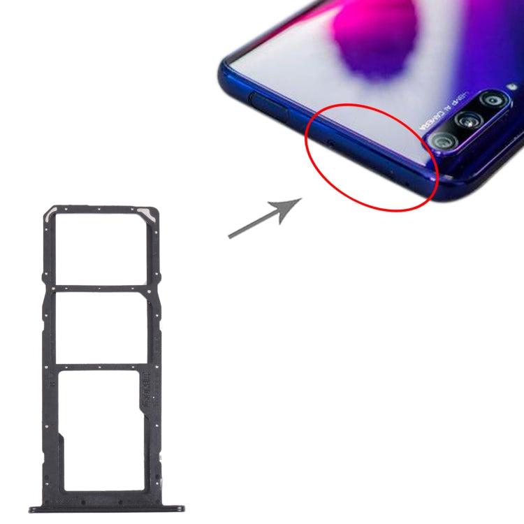 SIM Card Tray + SIM Card Tray + Micro SD Card Tray for Honor 20e (Black) by buy2fix