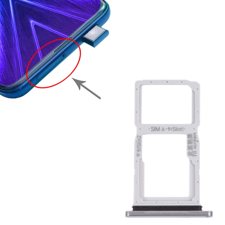 SIM Card Tray + SIM Card Tray / Micro SD Card Tray for Honor 9X (Silver) by buy2fix