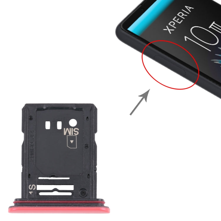 SIM Card Tray + Micro SD Card Tray for Sony Xperia 10 III (Red) by buy2fix
