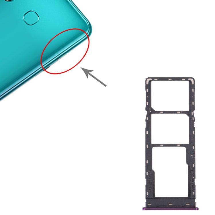For Infinix S5 X652 SIM Card Tray + SIM Card Tray + Micro SD Card Tray (Purple) by buy2fix