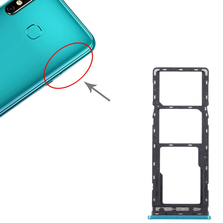 For Infinix S5 Lite X652B X652C SIM Card Tray + SIM Card Tray + Micro SD Card Tray (Green) by buy2fix