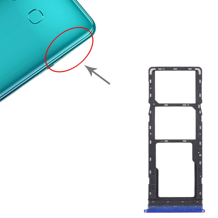 For Infinix S5 Pro X660 X660C X660B SIM Card Tray + SIM Card Tray + Micro SD Card Tray (Blue) by buy2fix