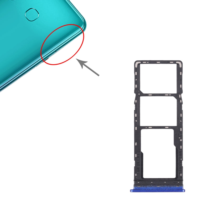 For Infinix Hot 10 Lite X657B SIM Card Tray + SIM Card Tray + Micro SD Card Tray (Blue) by buy2fix