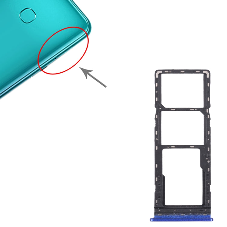 For Tecno Spark 4 Lite KC8S SIM Card Tray + SIM Card Tray + Micro SD Card Tray (Blue) by buy2fix