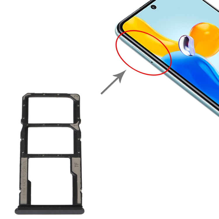 SIM Card Tray + SIM Card Tray + Micro SD Card Tray For Xiaomi Redmi Note 11S 5G (Black) by buy2fix