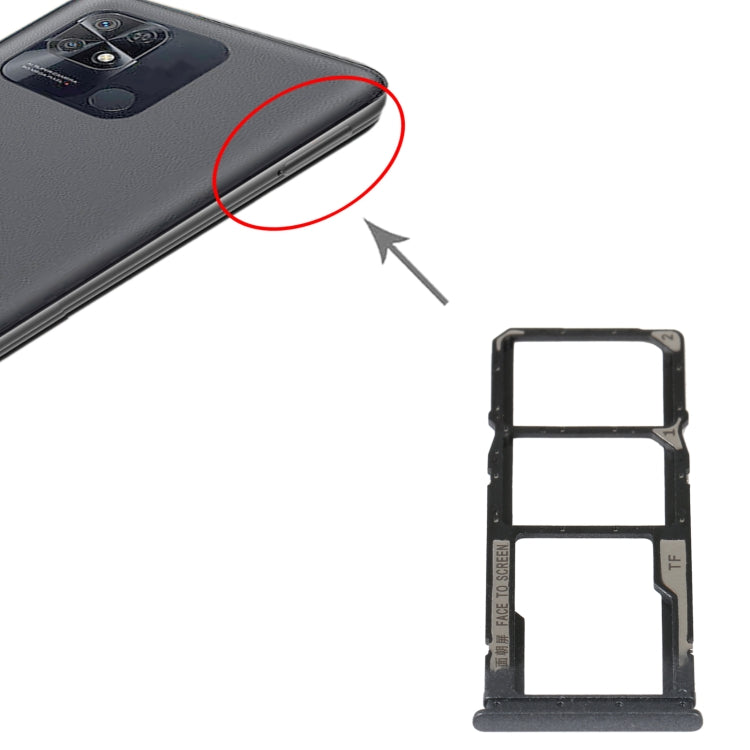 SIM Card Tray + SIM Card Tray + Micro SD Card Tray For Xiaomi Redmi 10 Power (Black) by buy2fix