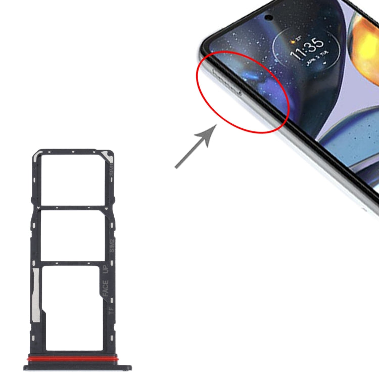 For Motorola Moto G22 SIM Card Tray + SIM Card Tray + Micro SD Card Tray (Black) by buy2fix