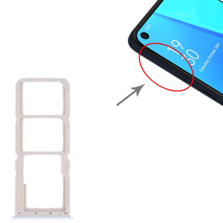 For OPPO A52 4G SIM Card Tray + SIM Card Tray + Micro SD Card Tray (White) by buy2fix