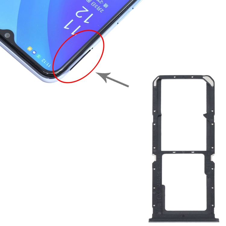 For OPPO A55 5G / A53S 5G SIM Card Tray + SIM Card Tray + Micro SD Card Tray (Black) by buy2fix
