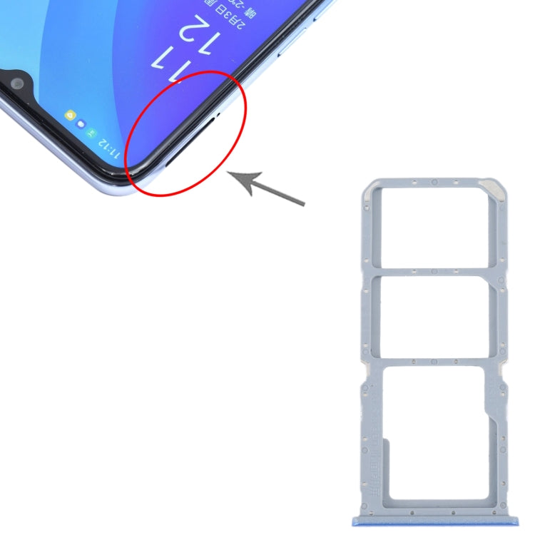 For OPPO A55 5G / A53S 5G SIM Card Tray + SIM Card Tray + Micro SD Card Tray (Blue) by buy2fix