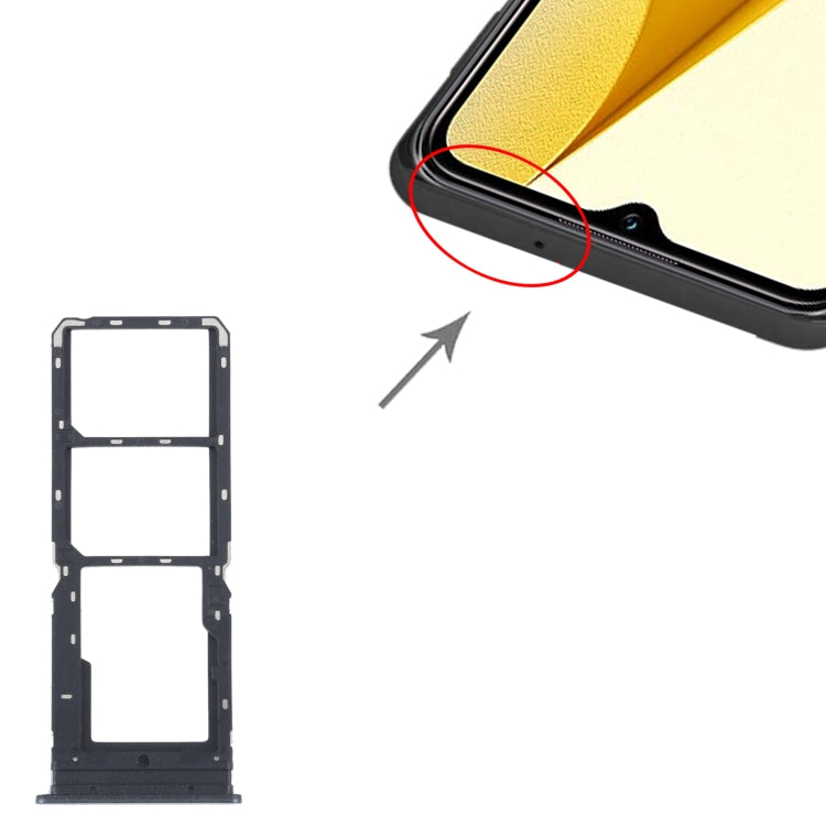 For vivo Y16 SIM Card Tray + SIM Card Tray + Micro SD Card Tray (Black) by buy2fix