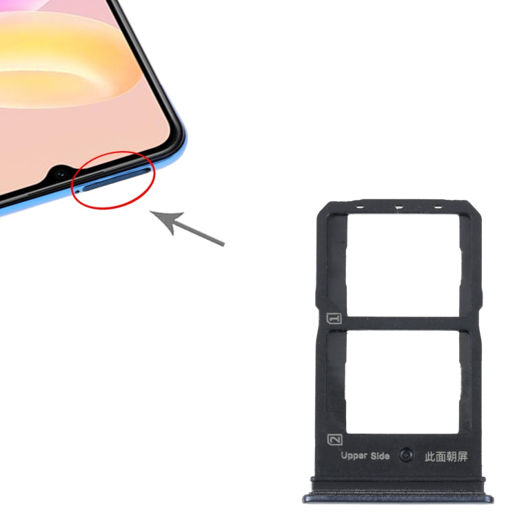 For vivo Y55S 5G SIM Card Tray + SIM Card Tray (Black) by buy2fix