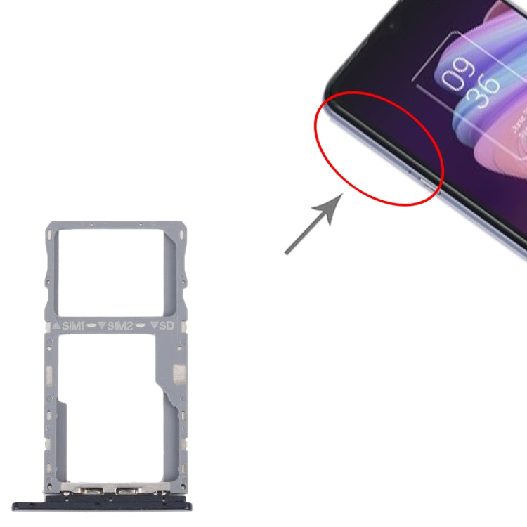 For TCL 10 SE T766H Original SIM Card Tray + SIM / Micro SD Card Tray(Black) by buy2fix