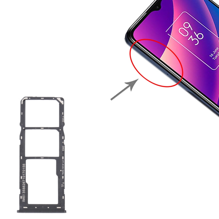 For TCL 30 SE / 30E / 305 / 306 Original SIM Card Tray + SIM Card Tray + Micro SD Card Tray(Grey) by buy2fix