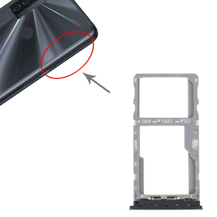 For TCL 20 SE Original SIM Card Tray + SIM / Micro SD Card Tray(Black) by buy2fix