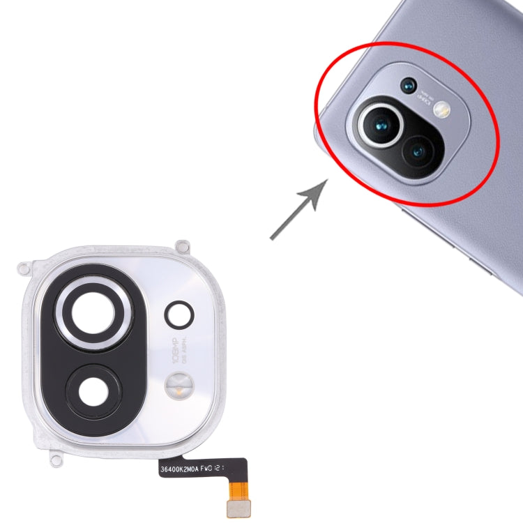 For Xiaomi Mi 11 Back Camera Lens Frame (White) by buy2fix