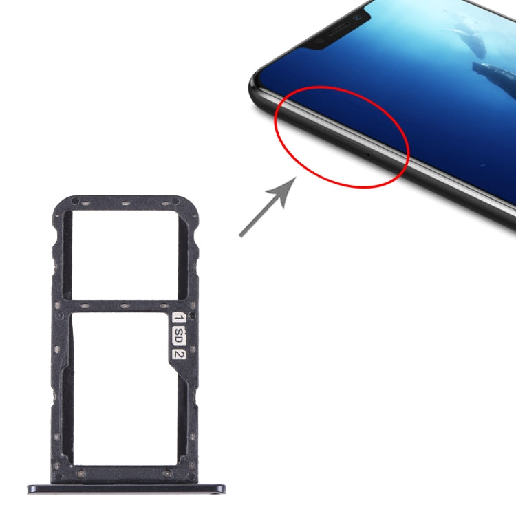 For Lenovo Z5 L78011 SIM Card Tray + SIM Card Tray / Micro SD Card Tray (Grey) by buy2fix