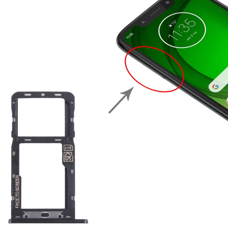 For Motorola Moto G7 Power US Version SIM Card Tray + Micro SD Card Tray (Black) by buy2fix