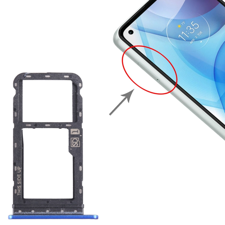 For Motorola Moto G Power 2021 SIM Card Tray + Micro SD Card Tray (Blue) by buy2fix