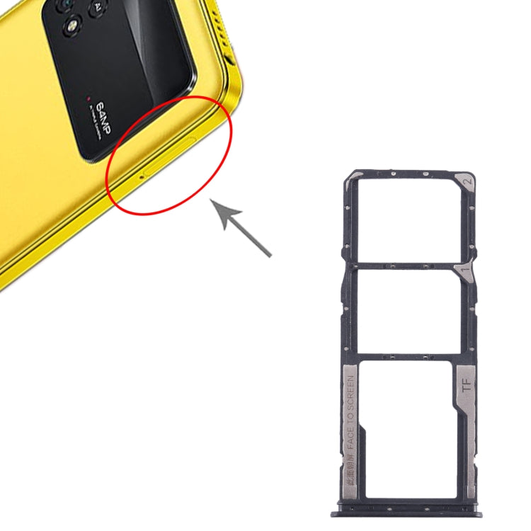 For Xiaomi Poco M4 Pro SIM Card Tray + SIM Card Tray + Micro SD Card Tray (Black) by buy2fix