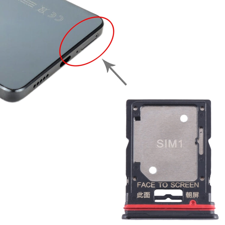 For Xiaomi Redmi K50i SIM Card Tray + SIM Card Tray / Micro SD Card Tray (Black) by buy2fix