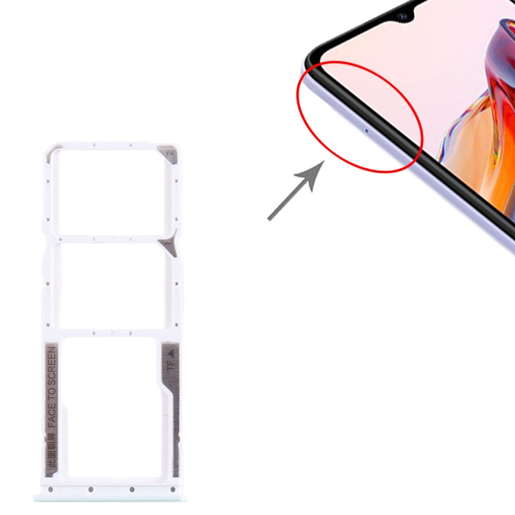 For Xiaomi Poco C55 SIM Card Tray + SIM Card Tray + Micro SD Card Tray (Green) by buy2fix