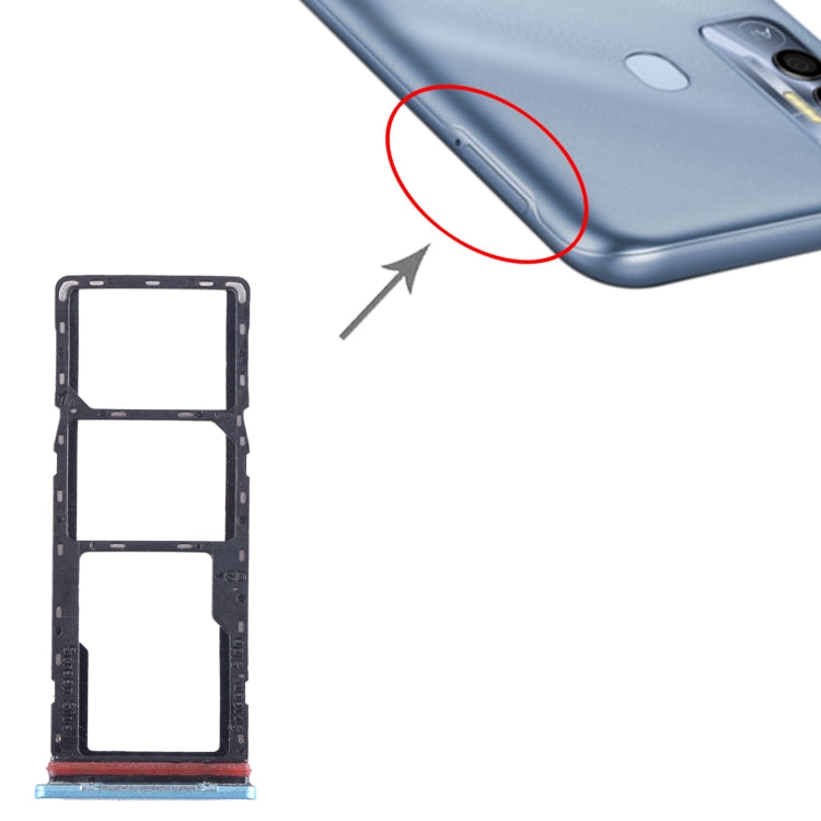 For Tecno Spark 7T SIM Card Tray + SIM Card Tray + Micro SD Card Tray (Blue) by buy2fix