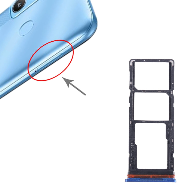 For Tecno Pop 5 LTE SIM Card Tray + SIM Card Tray + Micro SD Card Tray (Dark Blue) by buy2fix