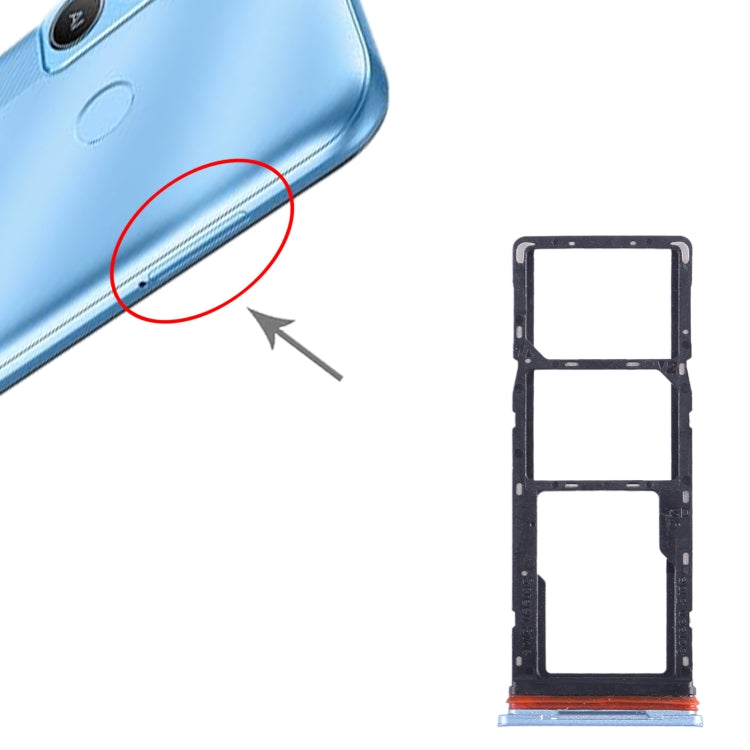 For Tecno Pop 5 LTE SIM Card Tray + SIM Card Tray + Micro SD Card Tray (Baby Blue) by buy2fix