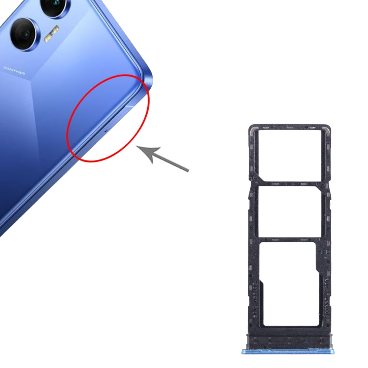 For Tecno Pova Neo SIM Card Tray + SIM Card Tray + Micro SD Card Tray (Blue) by buy2fix
