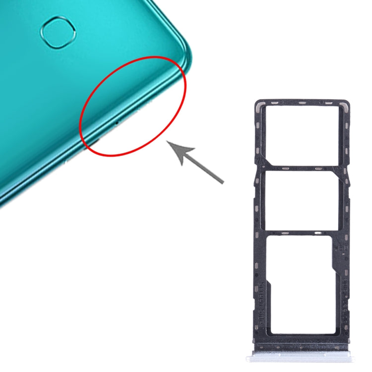 For Tecno Spark Go 2022 SIM Card Tray + SIM Card Tray + Micro SD Card Tray (Silver) by buy2fix
