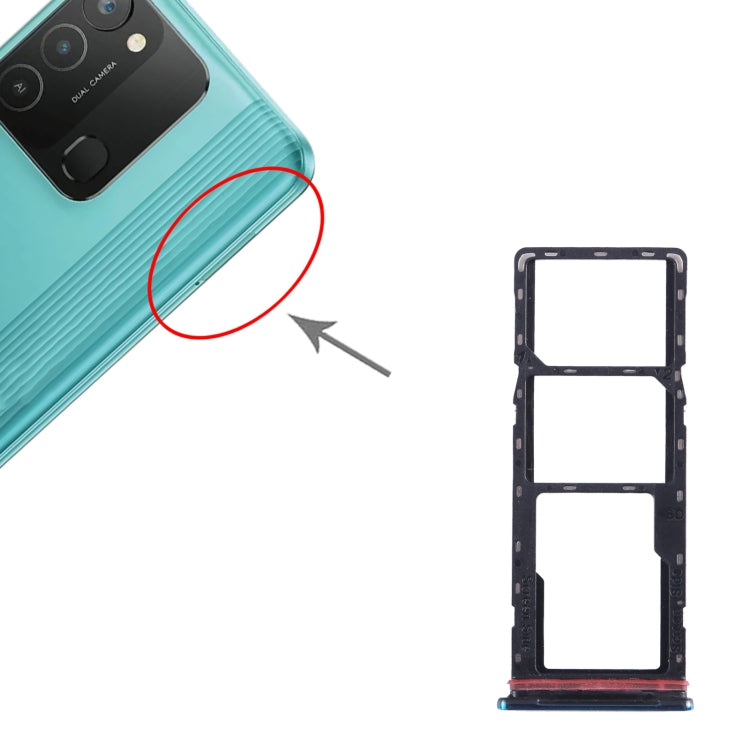 For Tecno Spark 8T SIM Card Tray + SIM Card Tray + Micro SD Card Tray (Blue) by buy2fix