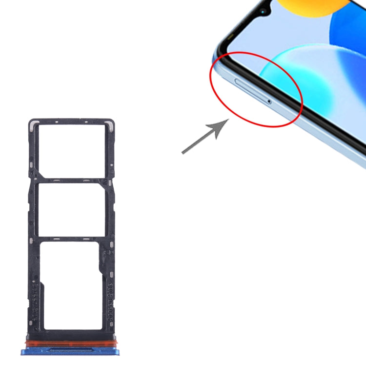 For Tecno Pop 5 Pro SIM Card Tray + SIM Card Tray + Micro SD Card Tray (Blue) by buy2fix
