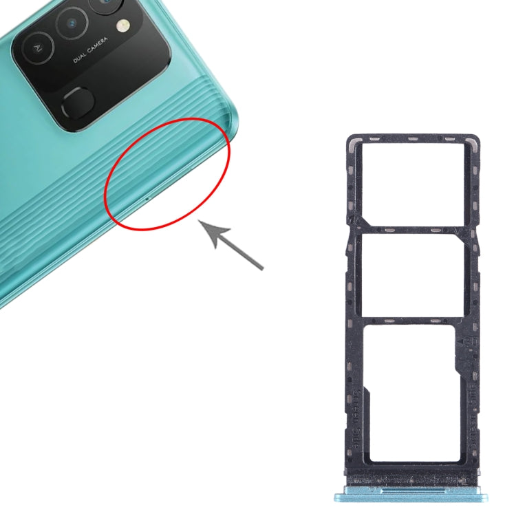For Tecno Spark 8C KG5k SIM Card Tray + SIM Card Tray + Micro SD Card Tray (Green) by buy2fix