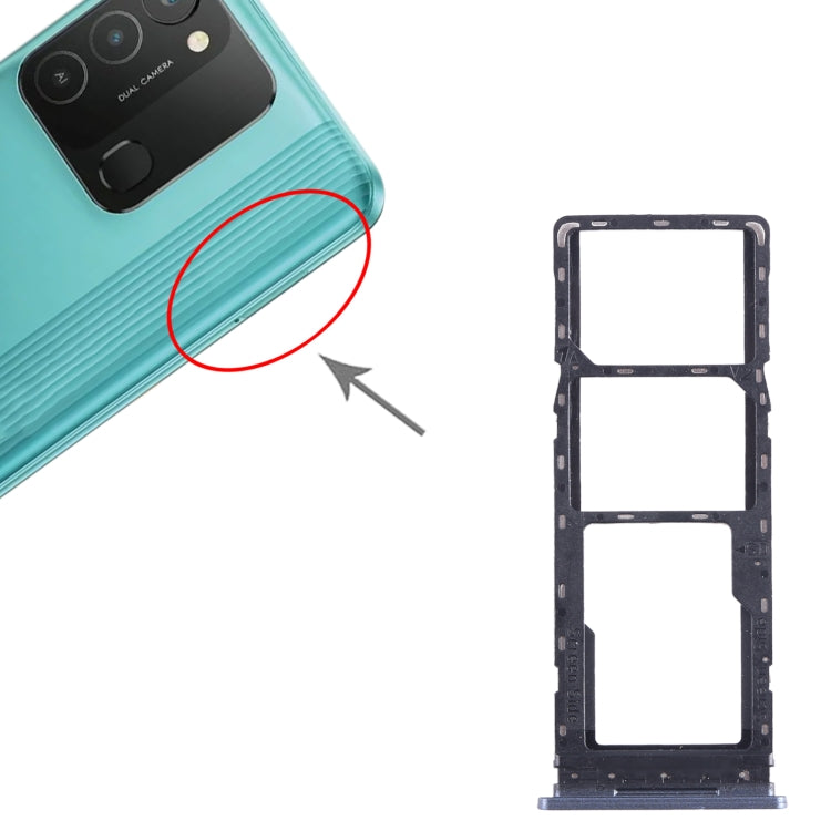 For Tecno Spark 8C KG5k SIM Card Tray + SIM Card Tray + Micro SD Card Tray (Blue) by buy2fix
