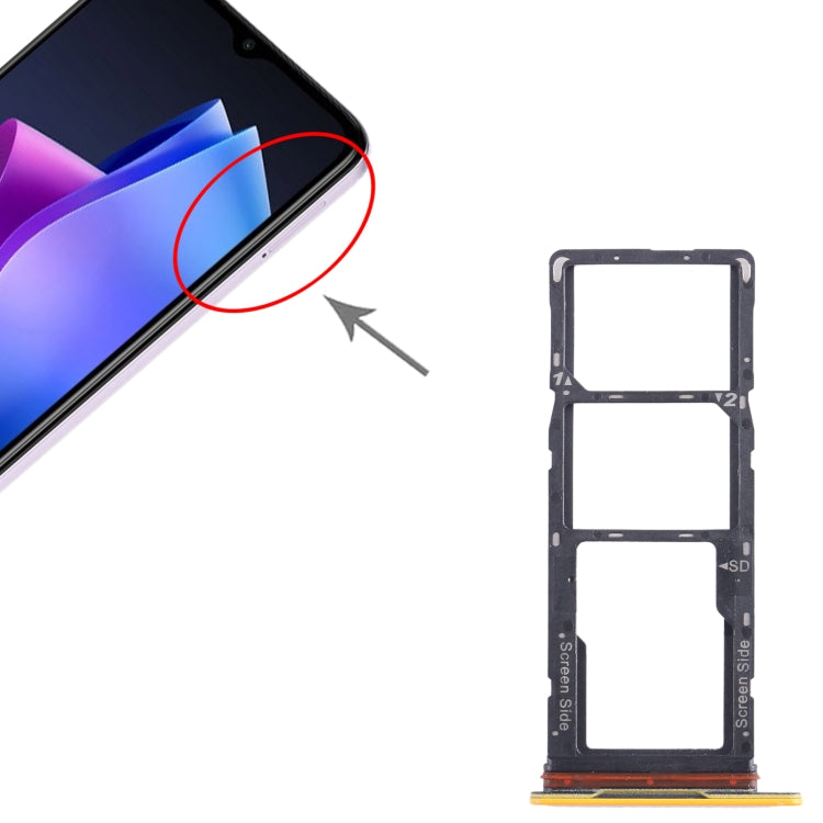 For Tecno Spark Go 2023 BF7n SIM Card Tray + SIM Card Tray + Micro SD Card Tray (Yellow) by buy2fix