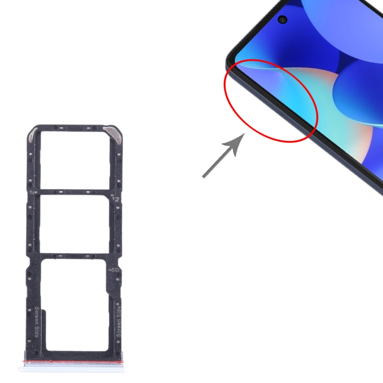 For Tecno Spark 10 Pro KI7 SIM Card Tray + SIM Card Tray + Micro SD Card Tray (White) by buy2fix