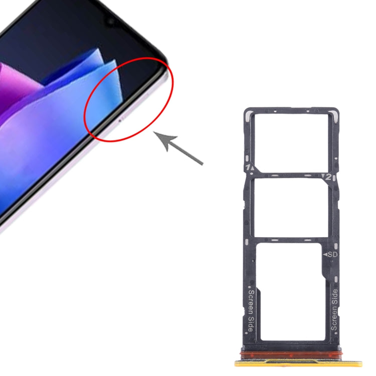 For Tecno Pop 7 BF6 SIM Card Tray + SIM Card Tray + Micro SD Card Tray (Orange) by buy2fix