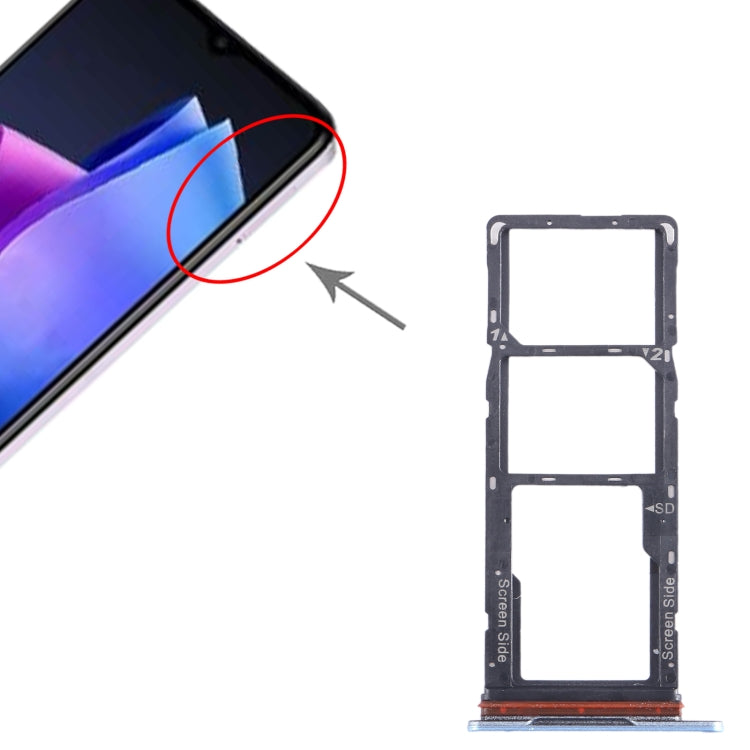 For Tecno Pop 7 BF6 SIM Card Tray + SIM Card Tray + Micro SD Card Tray (Blue) by buy2fix
