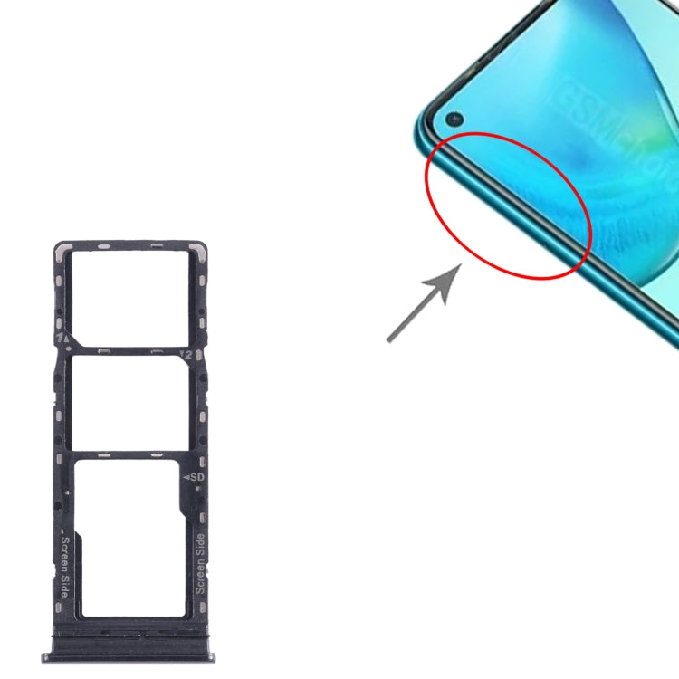 For Infinix Note 8i X683 SIM Card Tray + SIM Card Tray + Micro SD Card Tray (Black) by buy2fix