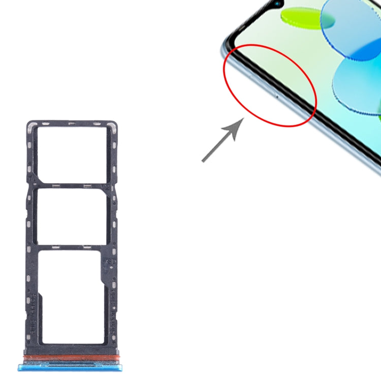 For Infinix Smart 6 X6511B SIM Card Tray + SIM Card Tray + Micro SD Card Tray (Blue) by buy2fix